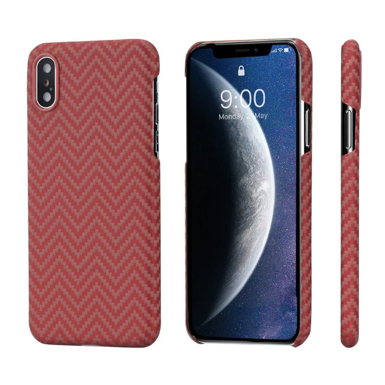 Чехол PITAKA MagEZ Case для iPhone Xs Max красный карбон ёлочка Herringbone (KI9007XM)