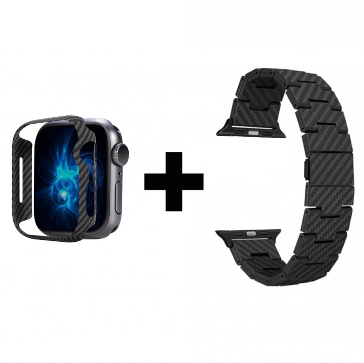 Чехол PITAKA Air Case для Apple Watch 4/5/6/7 поколения  + Браслет PITAKA Carbon Fiber Watch Band для Apple Watch 