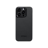 Чехол PITAKA MagEZ Case 4 для iPhone 15 Pro Max черно-серый узкое плетение 600D Twill (KI1501PMA)