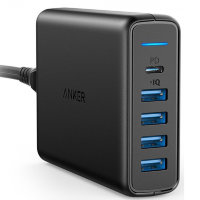 Сетевое зарядное устройство Anker Powerport 5 4xUSB + USB-C чёрное