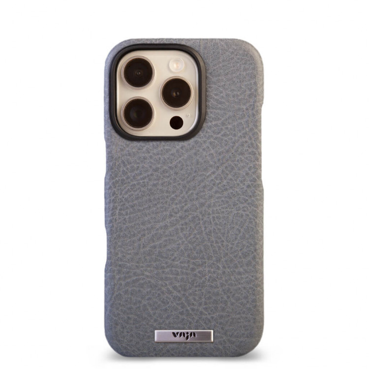 Кожаный чехол Vaja Grip V-Mag для iPhone 16 Pro серый (Pull Up Jean)