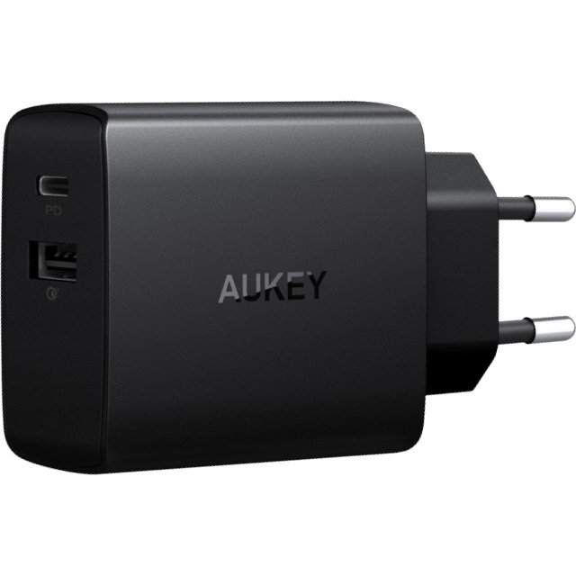 Сетевое зарядное устройство Aukey 18W Power Delivery 3.0 USB-C Turbo Charger QC 3.0 чёрное