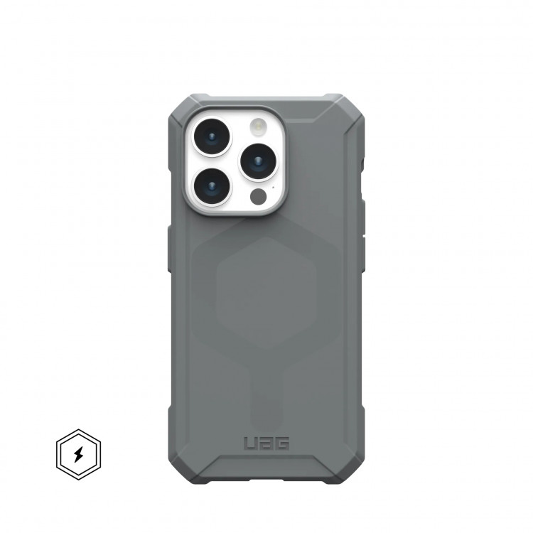 Чехол UAG Essential Armor с MagSafe для iPhone 15 Pro серебро (Silver)