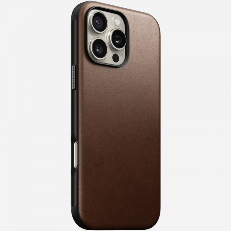 Кожаный чехол Nomad Modern Leather Case с MagSafe для iPhone 16 Pro Max коричневый (Brown)