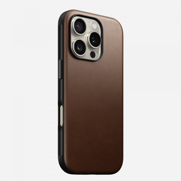 Кожаный чехол Nomad Modern Leather Case с MagSafe для iPhone 16 Pro коричневый (Brown)