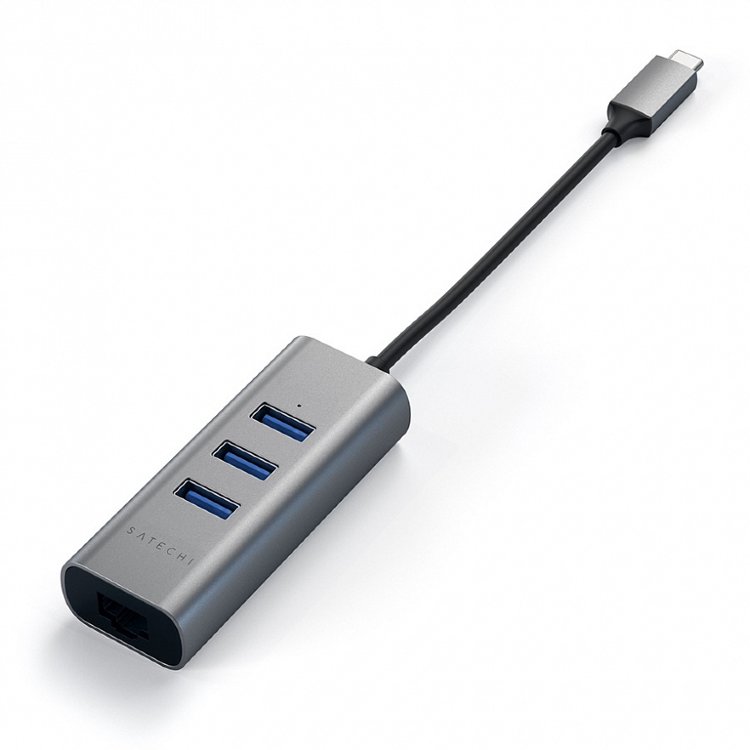 Переходник Satechi Type-C 2-in-1 USB 3.0 & Ethernet Aluminium Hub серый космос (ST-TC2N1USB31AM)