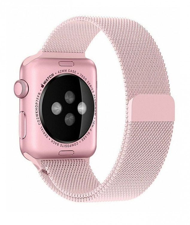 Ремешок Gurdini Milanese Loop металлический для Apple Watch 38/40 мм нежно-розовый (Pink)
