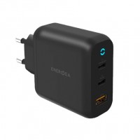 Сетевое зарядное устройство EnergEa AmpCharge GaN65 65 Вт  (2 USB-C, USB-A; PD, QC 3.0 и PPS) черное