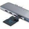 Мульти-хаб Xiaomi Mi HAGiBiS DC7 с двойным коннектором USB-C (Thunderbolt 3, USB-C, 2 USB-A 3.0, SD, microSD, HDMI 4K 30 Гц) серый космос - фото № 2