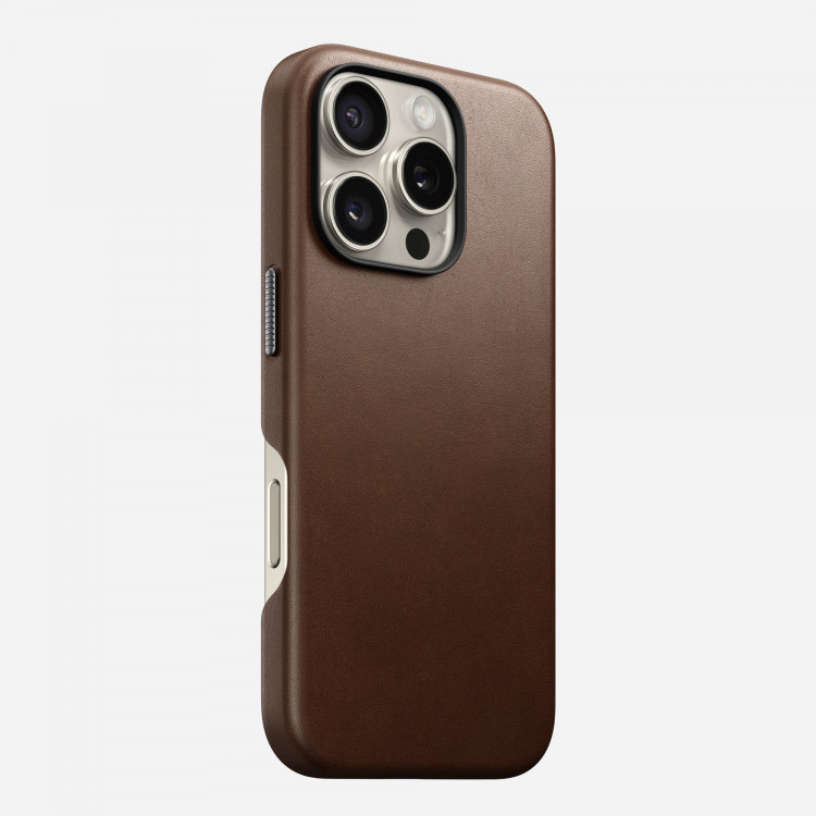 Кожаный чехол Nomad Traditional Leather Case с MagSafe для iPhone 16 Pro коричневый (Brown)