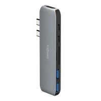 Мульти-хаб Energea AluHub Mac Pro с двойным коннектором USB-C (Thunderbolt 3, USB-C, 2 USB-A 3.0, SD, microSD, HDMI 4K 30 Гц) серый