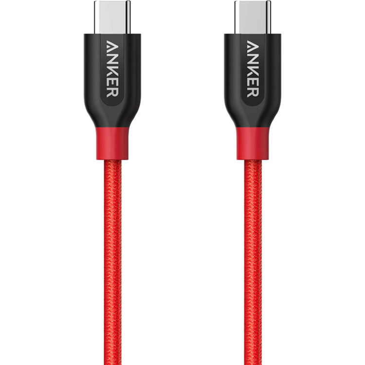 Кабель Anker PowerLine+ USB-C to USB-C 2.0 Nylon Braided (0,9 метра) красный
