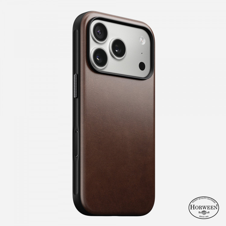 Кожаный чехол Nomad Modern Horween Leather Case для iPhone 17 Pro коричневый (Rustic Brown)