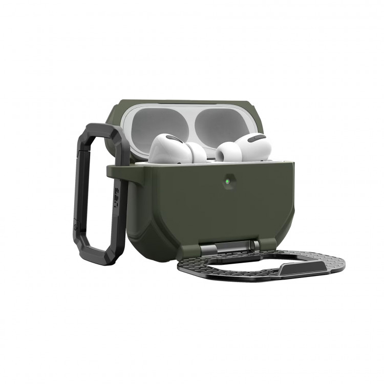 Чехол UAG Monarch with Built-in Phone Stand для AirPods Pro 3 оливковый/серебро (Olive Drab/Silver)