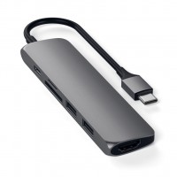 USB-хаб Satechi Slim Aluminum Type-C Multi-Port Adapter V2 (ST-SCMA2M) серый космос
