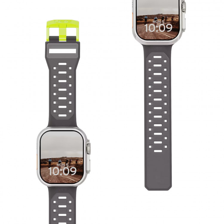 Силиконовый ремешок UAG Civilian Silicone Strap для Apple Watch 49/46/45/44 мм тонированный/неон (Smoke/Active Neon)
