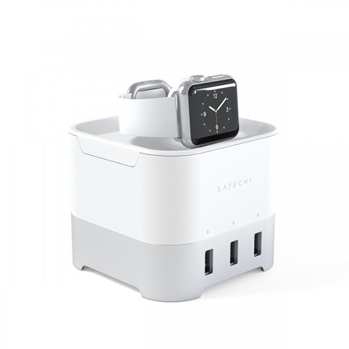 Док-станция Satechi Smart Charging Stand для Apple Watch 1 / 2 / 3, Fitbit Blaze и смартфонов серебристая