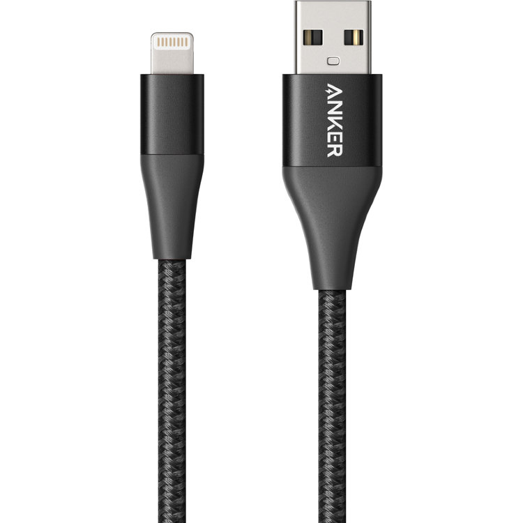Кабель Anker PowerLine+ II Lightning — USB (0,9 метра) чёрный с чехлом