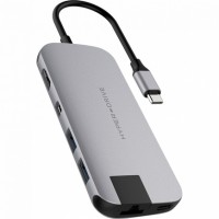 Мульти-хаб HYPER HyperDrive SLIM USB-C (USB-C PD 100 Вт, 2 USB-A 3.0, SD, microSD, HDMI 4K 30 Гц, MiniDP 4K 30 Гц, Gigabit Ethernet) серый космос