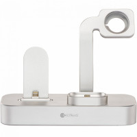 Док-станция CoteetCI 3-in-1 Charging Stand Base19 для iPhone / Apple Watch / AirPods серебристая