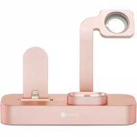 Док-станция CoteetCI 3-in-1 Charging Stand Base19 для iPhone / Apple Watch / AirPods розовое золото