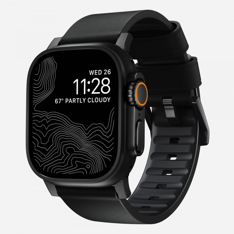 Кожаный ремешок Nomad Active Band Pro для Apple Watch 49/46/45/44 мм черный/черный (Black/Black)