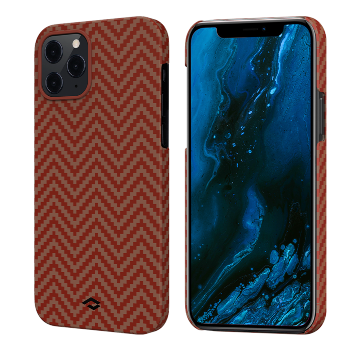 Чехол PITAKA MagEZ Case для iPhone 12 Pro Max красный карбон ёлочка Herringbone (KI1207PM)