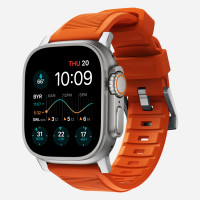 Ремешок Nomad Rugged Band для Apple Watch 49/45/44 мм оранжевый/серебро (Ultra Orange/Silver)