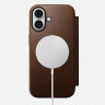 Кожаный чехол-книжка Nomad Modern Leather Folio для iPhone 17 коричневый (Brown) - фото № 4