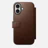 Кожаный чехол-книжка Nomad Modern Leather Folio для iPhone 17 коричневый (Brown) - фото № 5