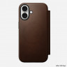 Кожаный чехол-книжка Nomad Modern Leather Folio для iPhone 17 коричневый (Brown) - фото № 6