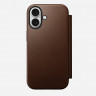 Кожаный чехол-книжка Nomad Modern Leather Folio для iPhone 17 коричневый (Brown) - фото № 9